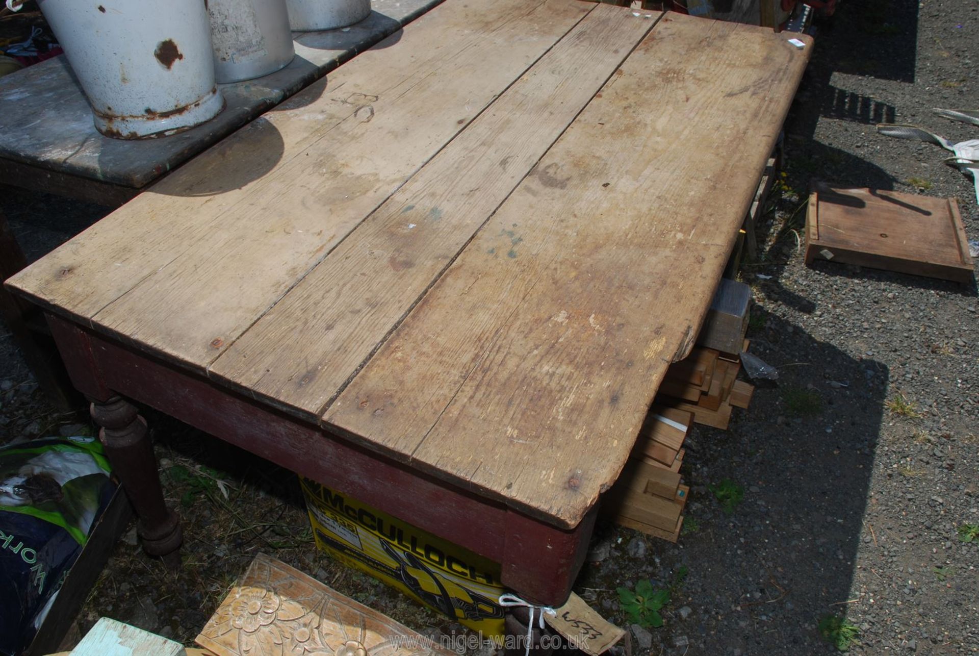 A rustic kitchen table, - Image 2 of 2