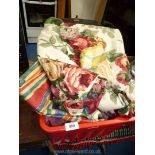 Box of curtains, floral, striped etc.