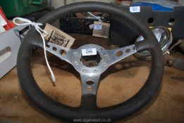 Moto-Lita classic Steering Wheel, stainless steel and leather, 13 1/2" diameter.