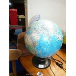 An illuminated globe.