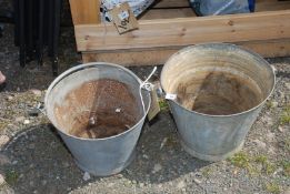 Two galvanised metal pails/buckets.