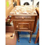 Marble topped pot cupboard 15" square x 32 1/2" high.