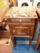 Marble topped pot cupboard 15" square x 32 1/2" high.