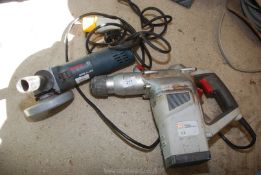 Bosch 110v 5" Angle Grinder and Performance Power 240v Hammer Drill (running at time of lotting)