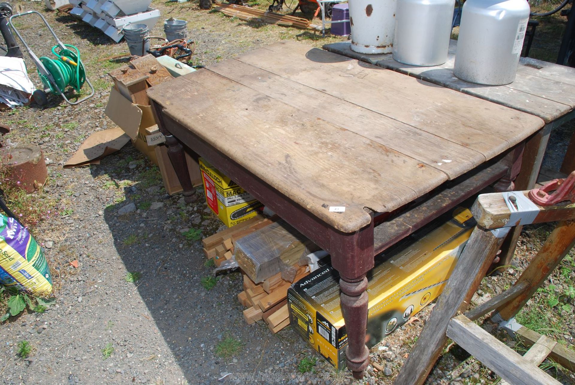 A rustic kitchen table,