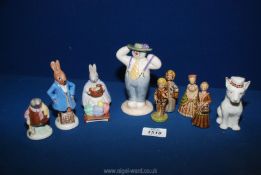 A quantity of figures to include; Royal Doulton 'Stylish Snowman', Coalport 'Little Grey Rabbit',