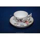 A very rare Meissen cup and saucer painted with Deutsche blumen,