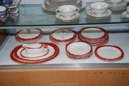 A 'Style Craft' by Midwinter part dinner service in red and white polka dot pattern to include;
