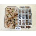 A Wheatley Silmalloy wet and dry fly Fishing Box and contents of a good quantity of wet and dry