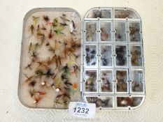 A Wheatley Silmalloy wet and dry fly Fishing Box and contents of a good quantity of wet and dry