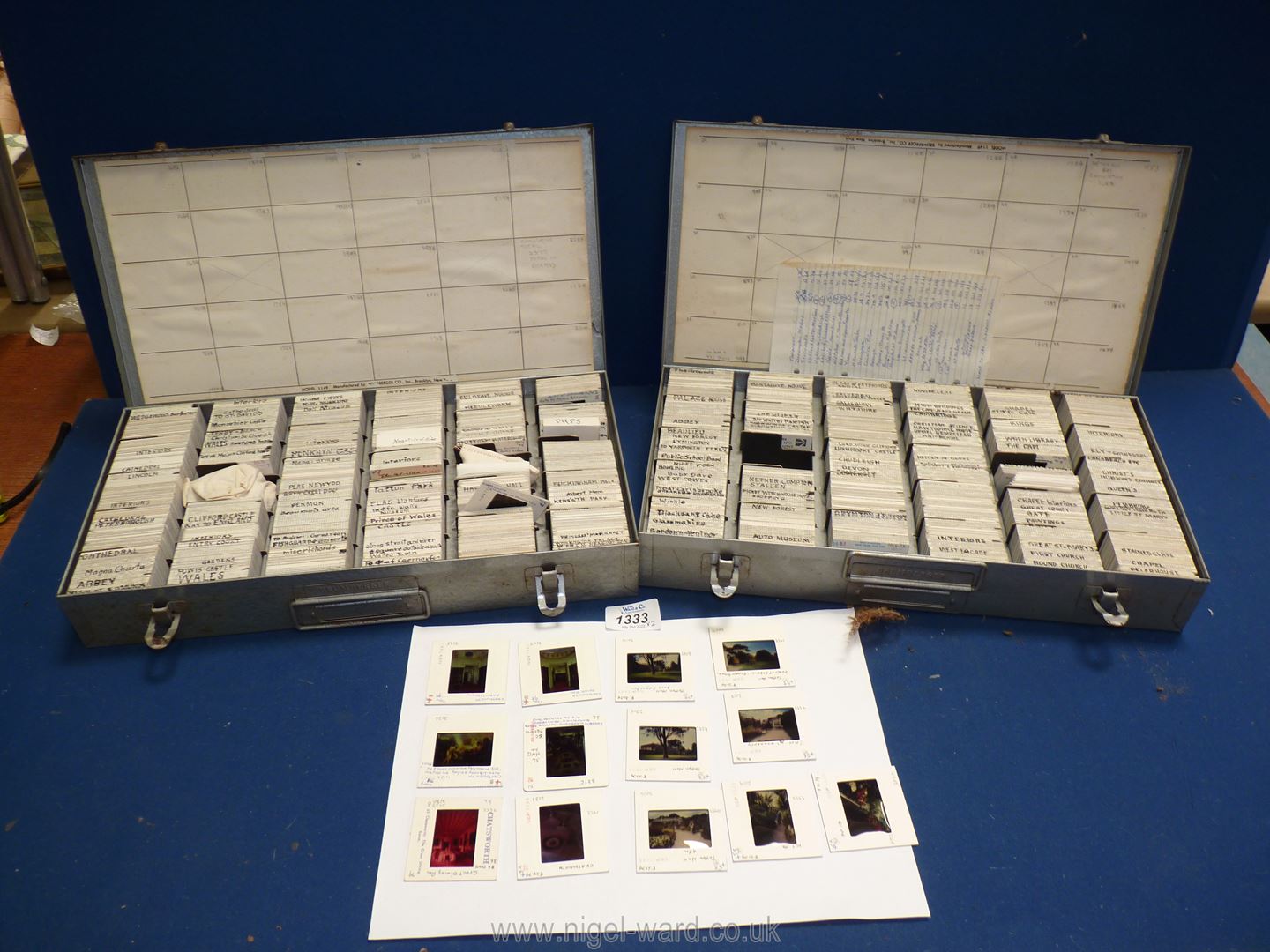 Two metal cases of film slides including York, Sevenoaks, Appleby Castle, Skipton, Clifford Castle, - Image 2 of 4