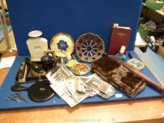 A large quantity of miscellaneous including paper parasol a/f, ebonised dressing table set,