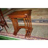 A modern Bright's of Nettlebed Mahogany and cross banded nest of three Tables in traditional design.
