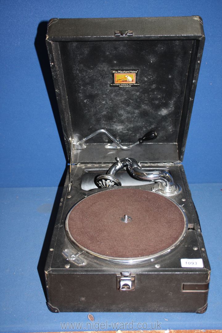 An HMV wind up Gramophone.