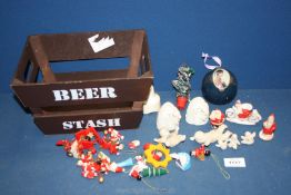 A small quantity of vintage Christmas and cake decorations including snow babies, etc.