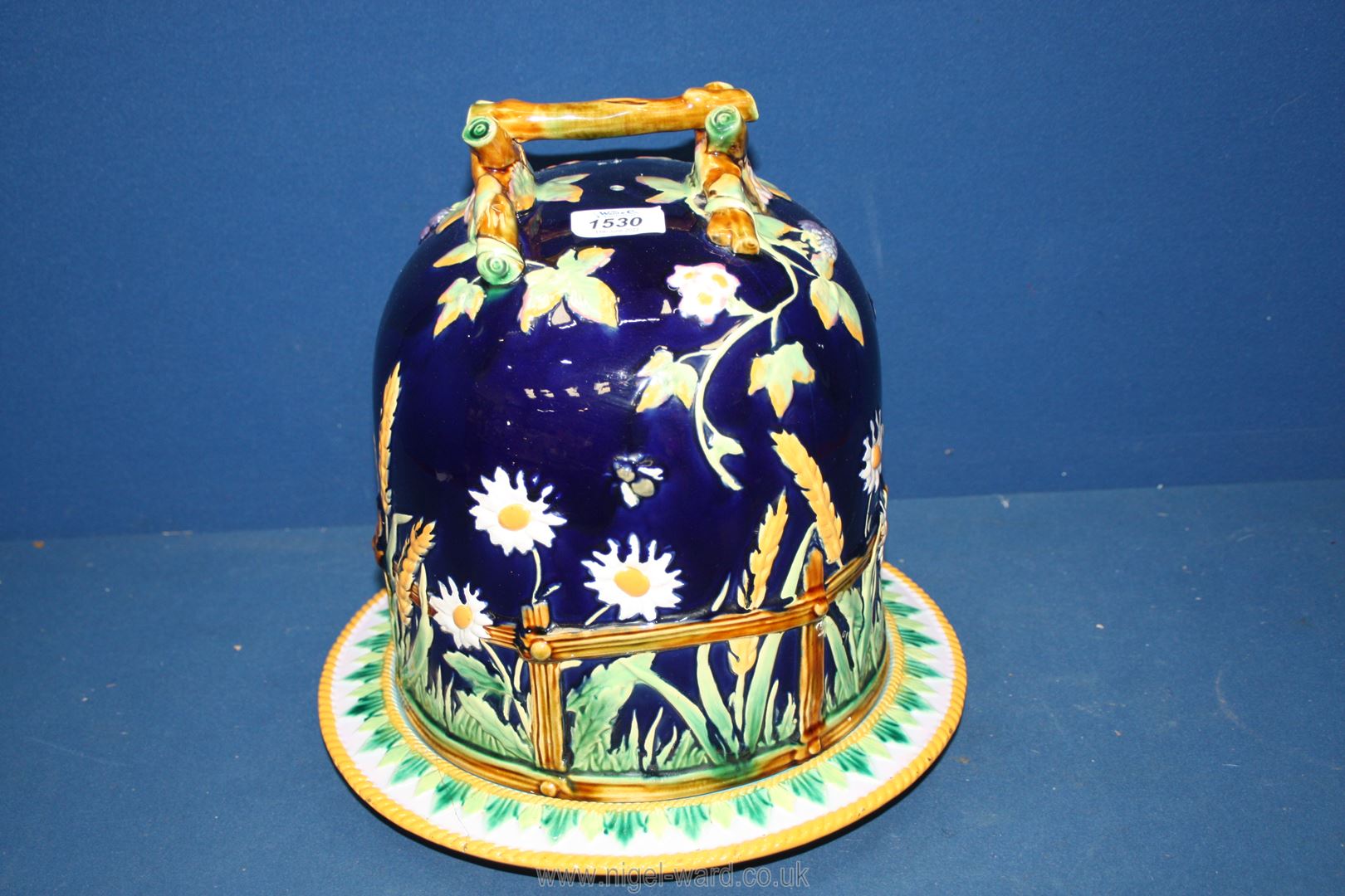 A most attractive George Jones & Sons Majolica cheese Dome and base,