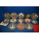 Twelve mixed colour Russian fairy tale cabinet plates by Heinrich Germany Villeroy and Boch,