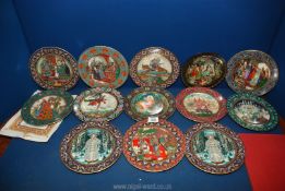 Twelve mixed colour Russian fairy tale cabinet plates by Heinrich Germany Villeroy and Boch,