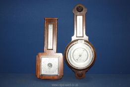 Two small aneroid Barometers, (one with glass cracked).