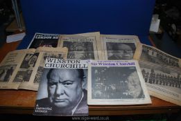 A small quantity of ephemera relating to the death of Sir Winston Churchill including the two LP's