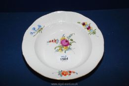 An 18th c. Meissen porcelain floral dish with basket weave border