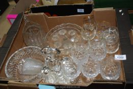A good quantity of glass including cut glass Stuart fruit bowl, pressed jug,