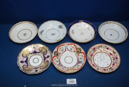 An extensive study collection of English porcelain saucers, all late 18th-early 19th c. (7).