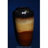 A large West German vase in three shades of brown 17¾" tall (crack to base and rim.