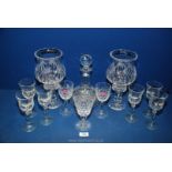 A quantity of glass including candlesticks, Royal Albert sherry glasses,