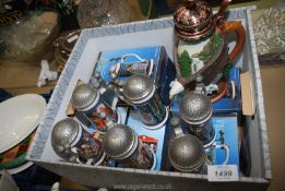 A large Heirloom stein named 'Freedom Flight' having bronzed lid with eagle decoration plus six