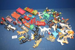 A quantity of vintage tractors and farm toys including Dinky, Corgi,