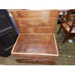 An 18th c. Elm Cabin Chest, 34'' wide x 22'' deep x 18'' high.