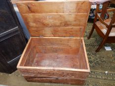 An 18th c. Elm Cabin Chest, 34'' wide x 22'' deep x 18'' high.