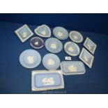 A small quantity of pale blue Wedgwood Jasperware including sweet dishes, ashtray,