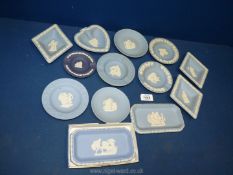 A small quantity of pale blue Wedgwood Jasperware including sweet dishes, ashtray,