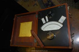 A vintage "Cambridge Scientific Instrument Co" Voltmeter in a varnished wood box 13" wide x 10 1/2"