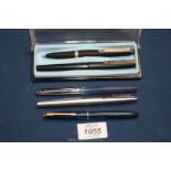 A Parker 14k 585 fountain pen plus a Conway Stewart Germany fountain pen and others etc.