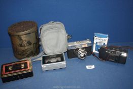 A small quantity of miscellaneous including Vitroret camera, Fuji camera in case, cassette player,