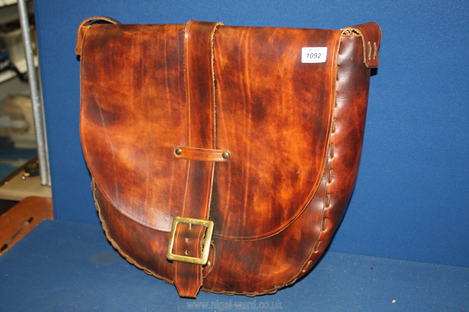 A large leather Saddlebag with brass buckle and fittings, 20" wide. - Image 2 of 2