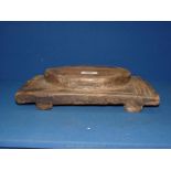 An ancient carved hardwood pot Stand of rustic origin (sourced in West Wales),