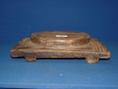 An ancient carved hardwood pot Stand of rustic origin (sourced in West Wales),