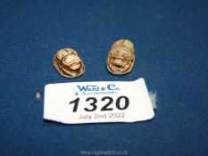 Two small ancient Egyptian scarabs, probably New Kingdom: one steatite,