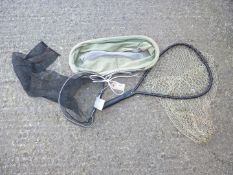 Three items of Fly Fishing equipment including Aluminium wading net,