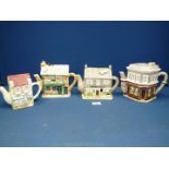 A quantity of novelty Teapots including in the form of popular pubs from soap opera's including The