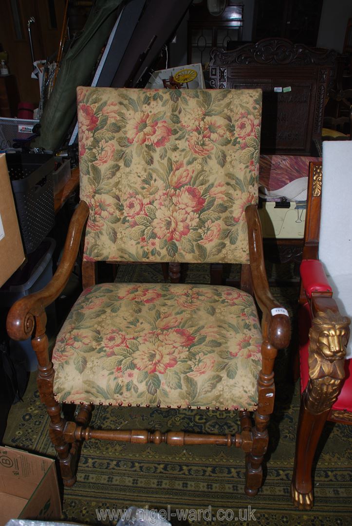 An elegant open armed Armchair having attractive scroll terminating arms, - Image 2 of 2