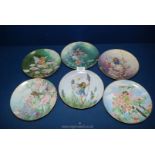 Six flower fairy cabinet plates from Villeroy and Boch limited edition flower fairies collection.