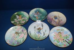 Six flower fairy cabinet plates from Villeroy and Boch limited edition flower fairies collection.