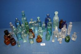 A selection of bottles to include Linseed compound, Lung Tonic with glass stopper, Bovril,