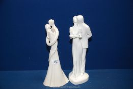 A Royal Doulton figure 'Happy Anniversary' and another white china model of a couple 'Profound