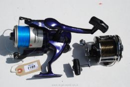 Two Sea/Spinning Reels including 'Red Wolf' F.D 701 and an un-named black multiplier reel.